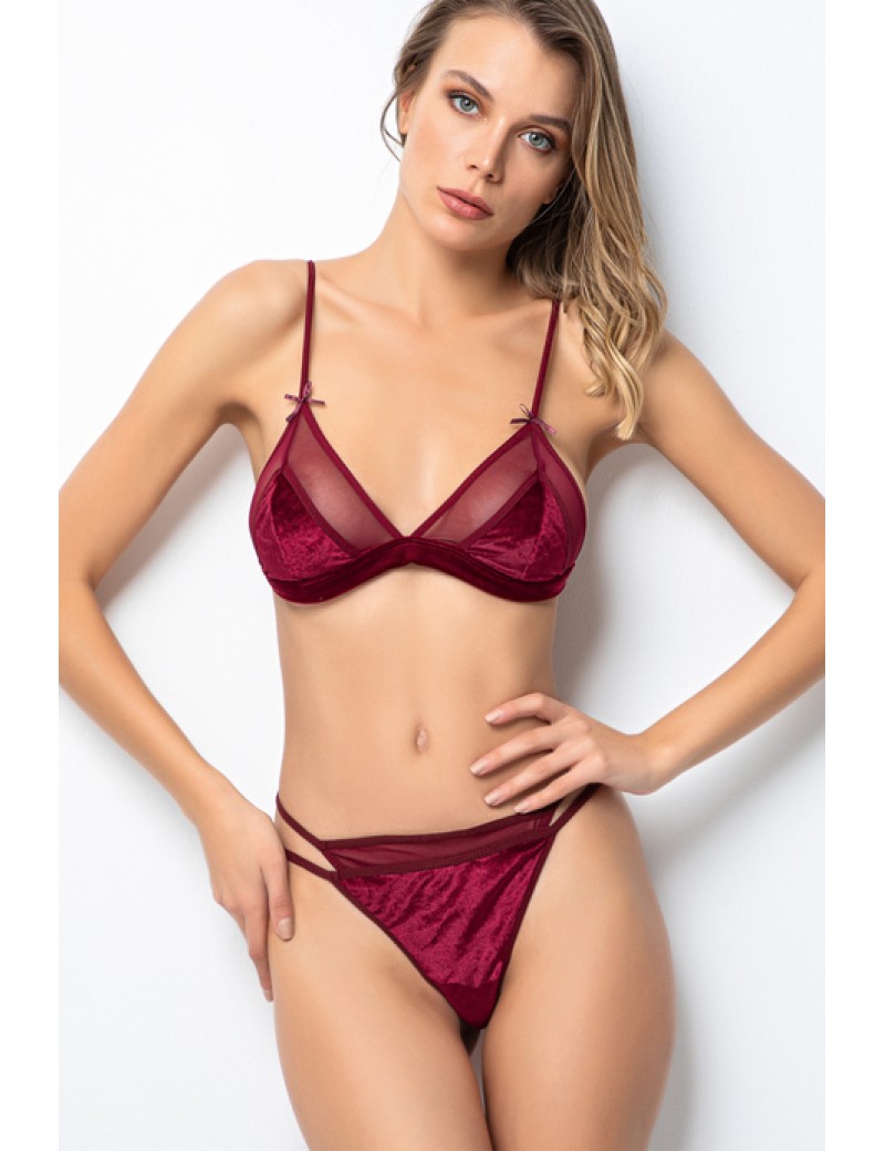 Miorre Bliss Velvet Tül Detaylı Kadife Bralet Takım