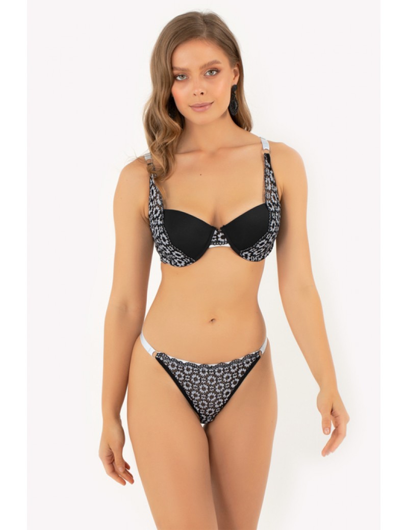 DoReMi Violet Push-Up Dolgulu Dantel Detaylı Sütyen Takım