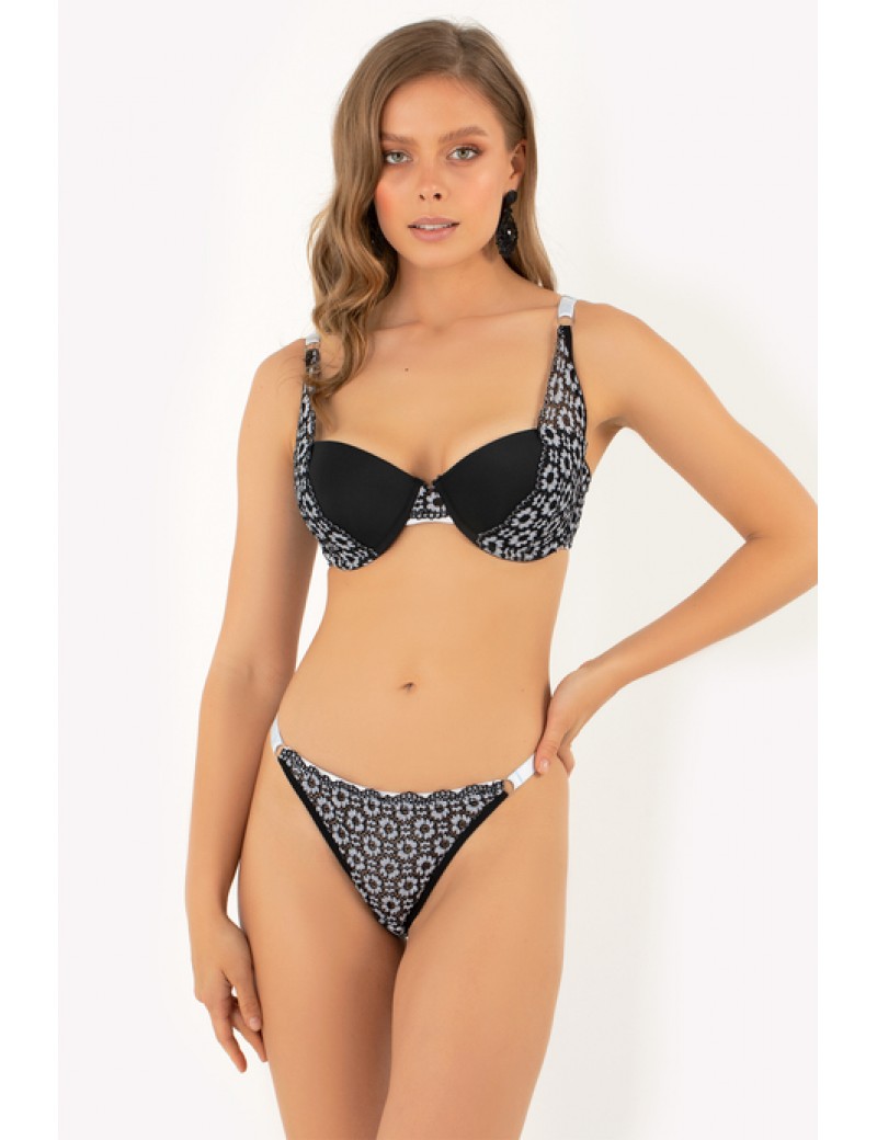 DoReMi Violet Push-Up Dolgulu Dantel Detaylı Sütyen Takım