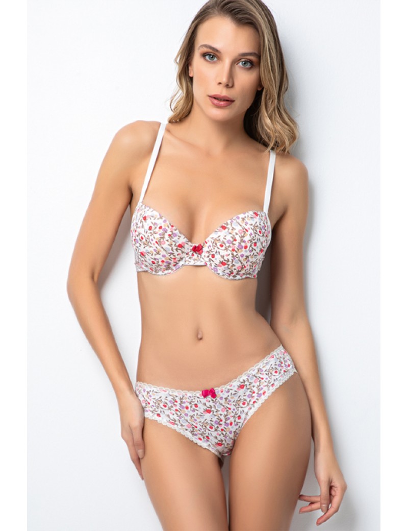 Miorre Push-Up Dolgulu Çiçek Desenli Sütyen Takım