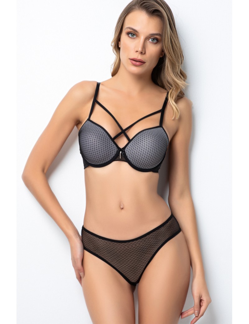 Miorre Push-Up Dolgulu Çapraz Biye Detaylı Sütyen Takım