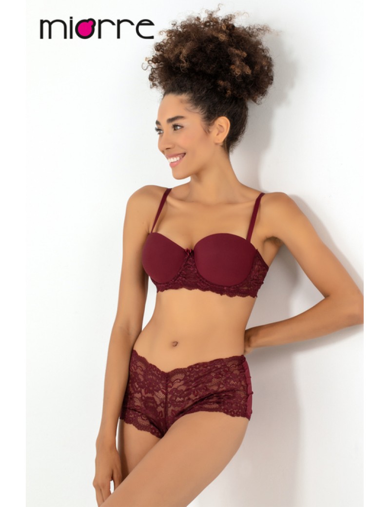 Miorre Push-Up Dolgulu Dantel Detaylı Straplez Sütyen Takım