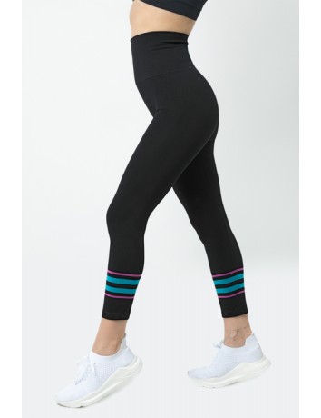 Gigotto Renkli Çizgili Seamless Yüksek Bel Spor Tayt