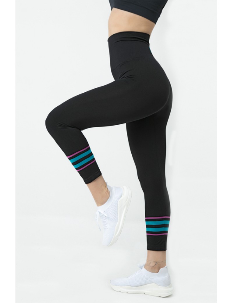 Gigotto Renkli Çizgili Seamless Yüksek Bel Spor Tayt