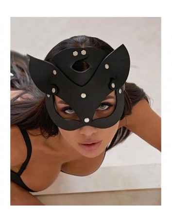 Fantezi Deri Seksi Siyah Kedi Maskesi