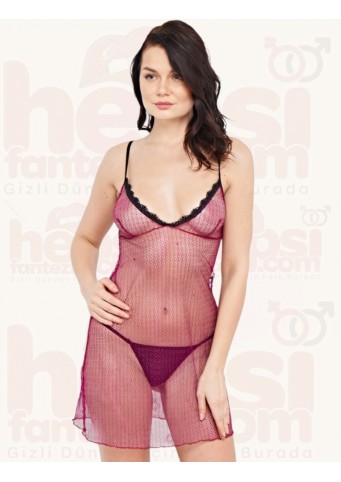 İntimo Kırmızı 2li Tül Gecelik Takım