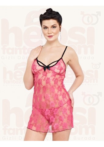 İntimo 2li KırmızıTül Gecelik