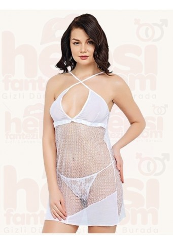 İntimo 2li Beyaz Gecelik Fantastik