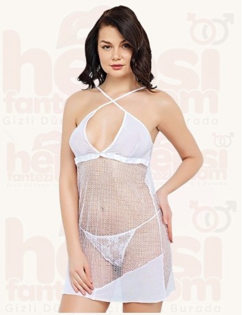 İntimo 2li Beyaz Gecelik Fantastik