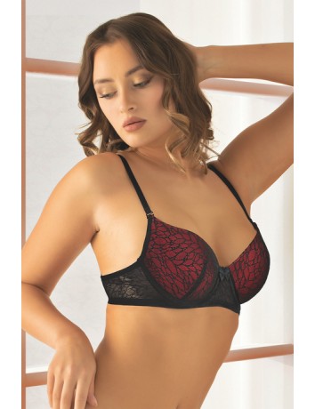Miorre Kırmızı Kaplı Dantelli Push-Up Dolgulu Sütyen